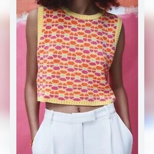 - Zara Colorful Sleeveless Knit Crop Top. Size M. GUC.